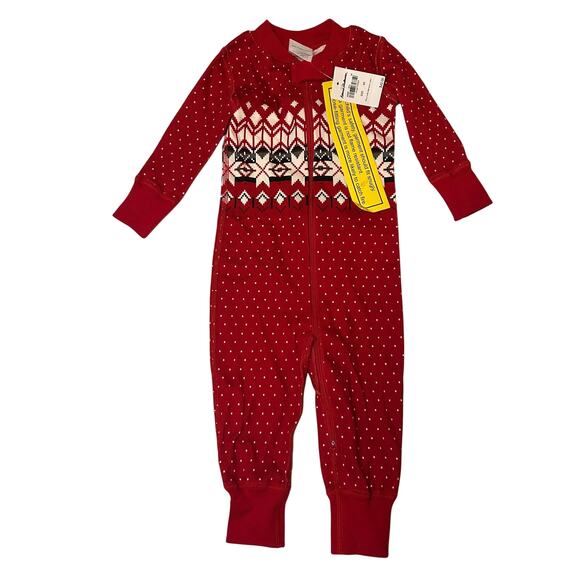 NWT Hanna Andersson Ribbon Fairisle Holiday Zip Sleeper 60 - Picture 1 of 5